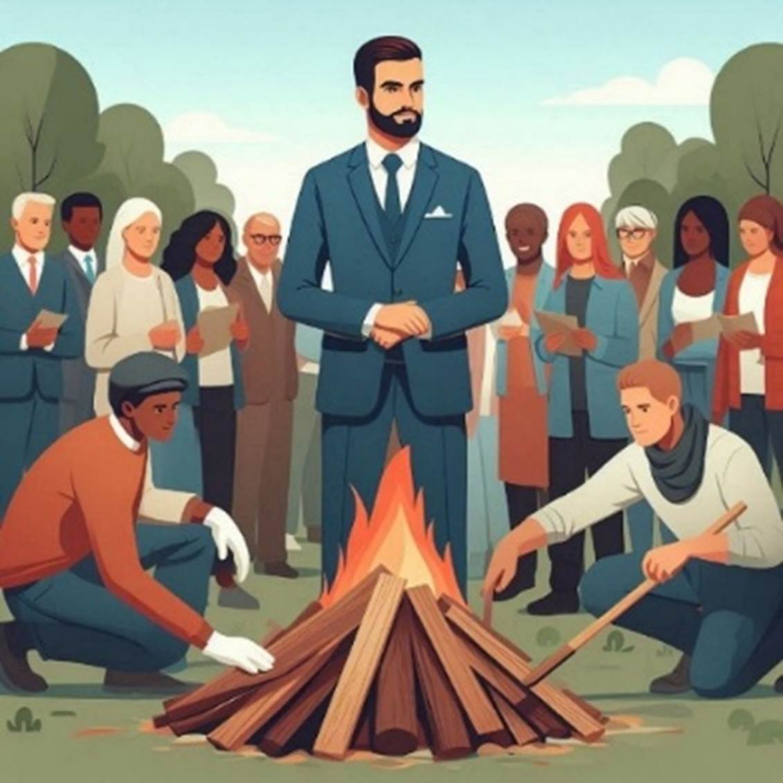 A group of people around a bonfire

AI-generated content may be incorrect.